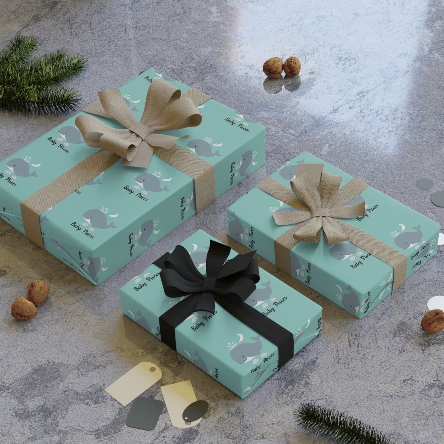 ♓ Baby Pisces Wrapping Paper | The Enchanted Wrap™ Collection ♡