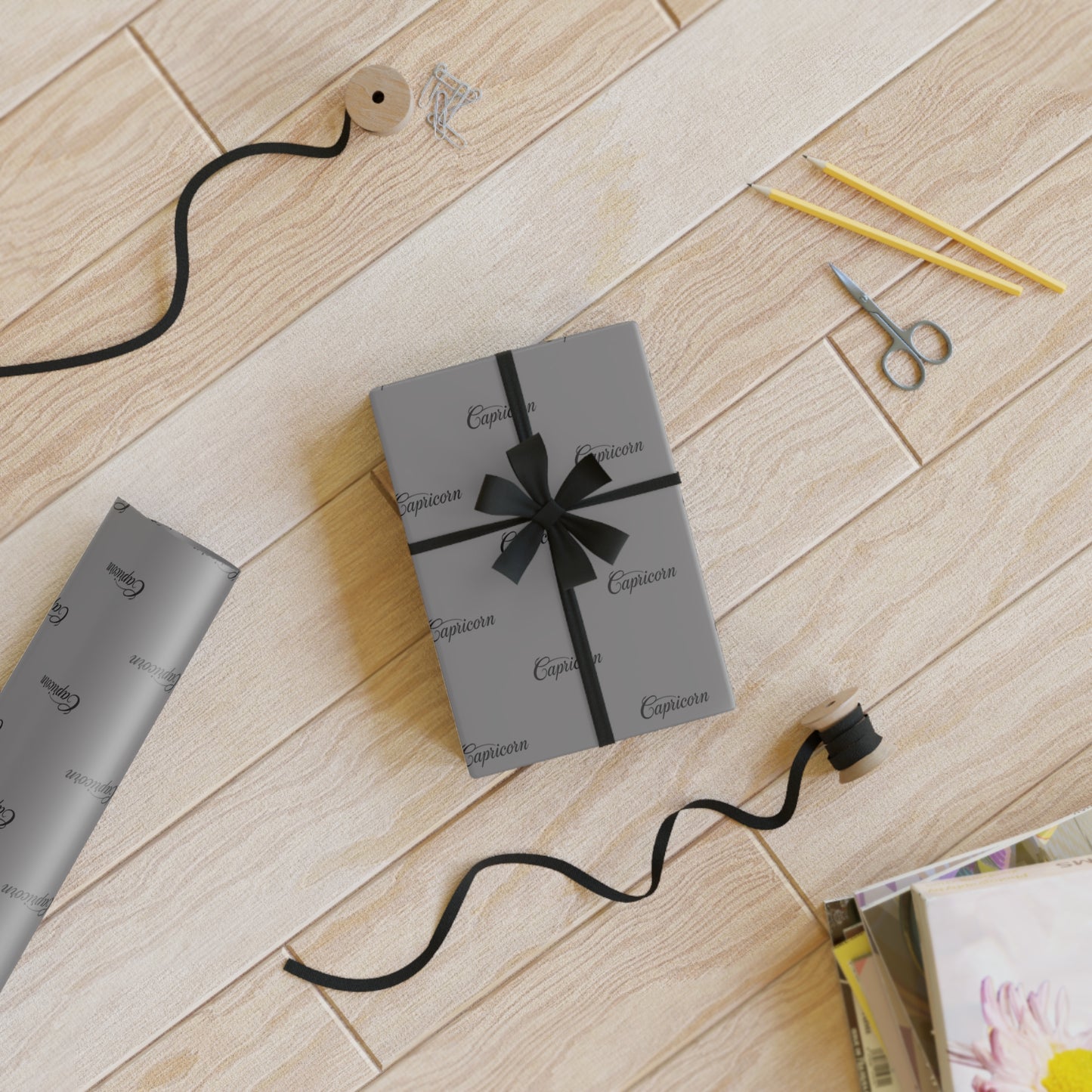 ♑ Enchanted Capricorn Wrapping Paper – A Midnight Luxe Birthday in Every Fold 🐐✨
