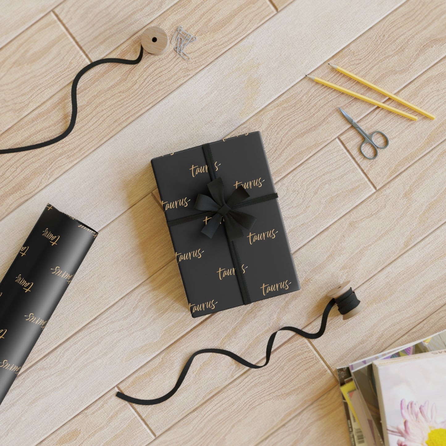 ♉ Enchanted Taurus Wrapping Paper – A Luxe Birthday Bloom in Every Fold 🌸✨