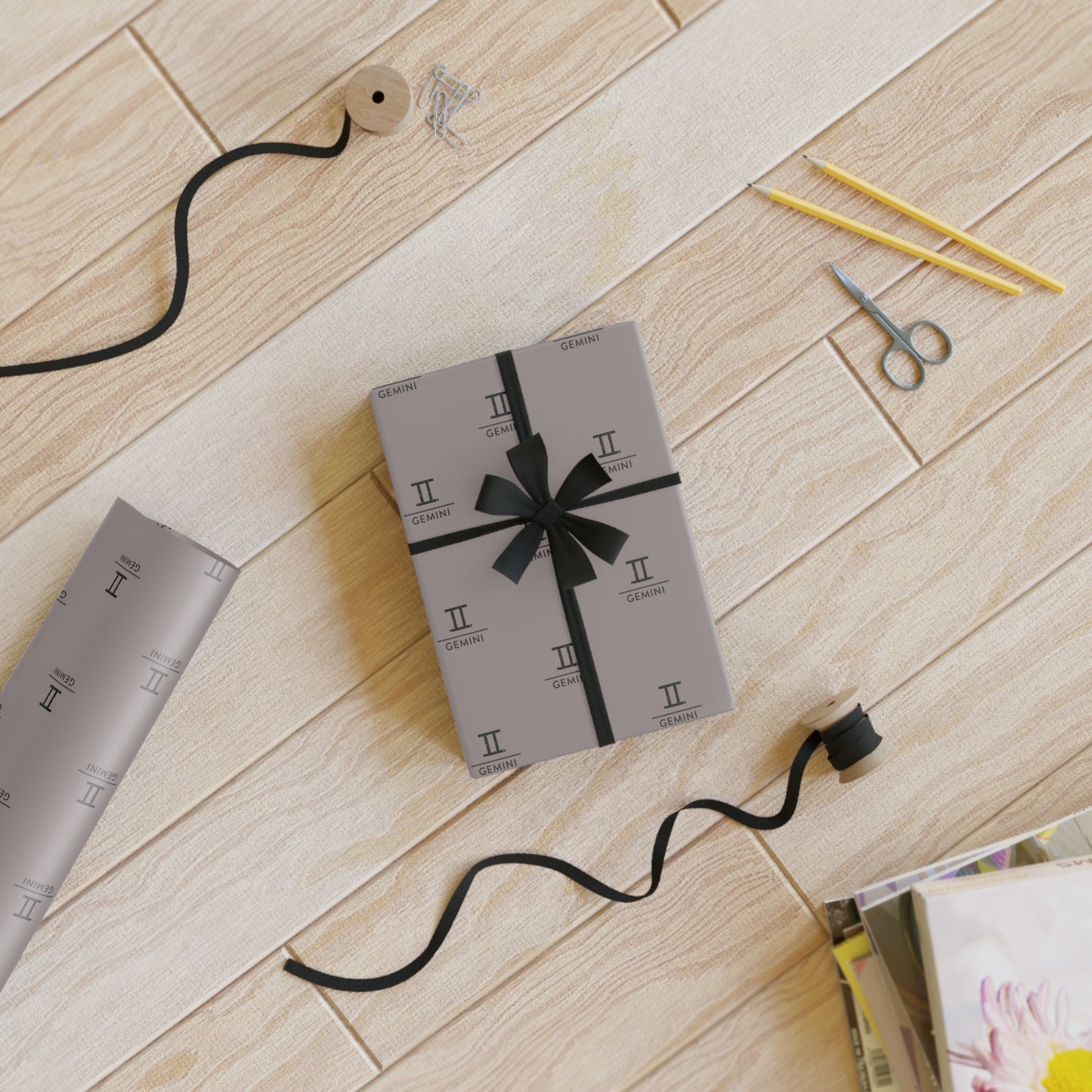 ♊ Enchanted Gemini Wrapping Paper – A Twin Spark Celebration in Every Fold ⚡✨