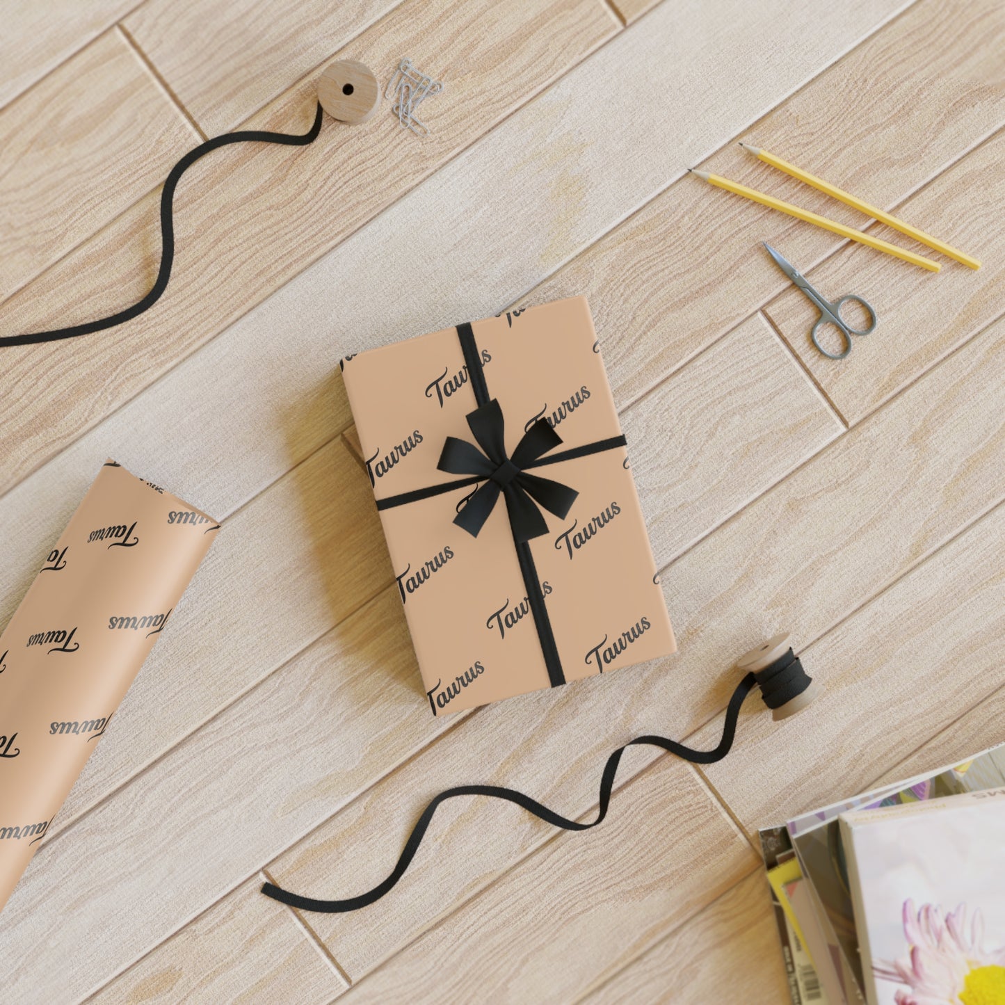 ♉ Enchanted Taurus Wrapping Paper – A Luxe Birthday Bloom in Every Fold 🌸✨