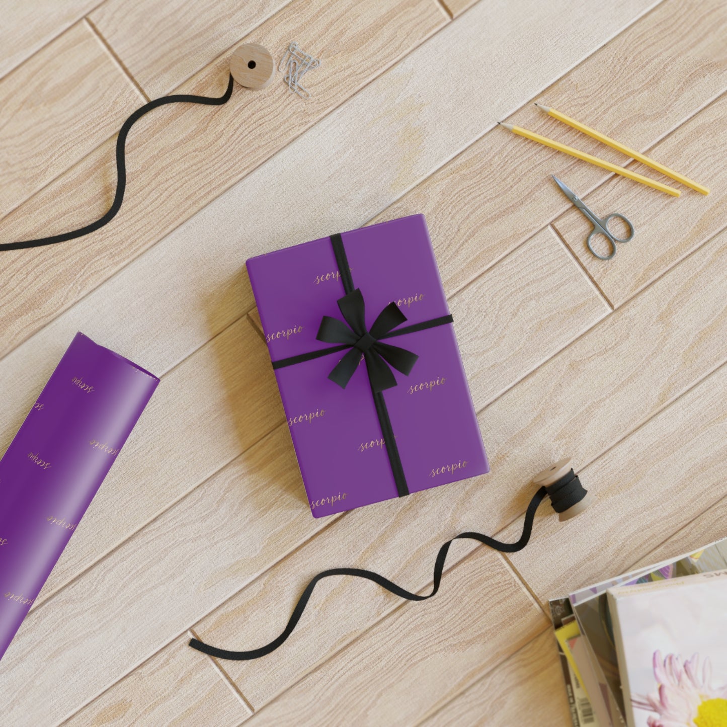 ♏ Enchanted Scorpio Wrapping Paper – A Dark Glam Birthday Mystery in Every Fold 🖤✨